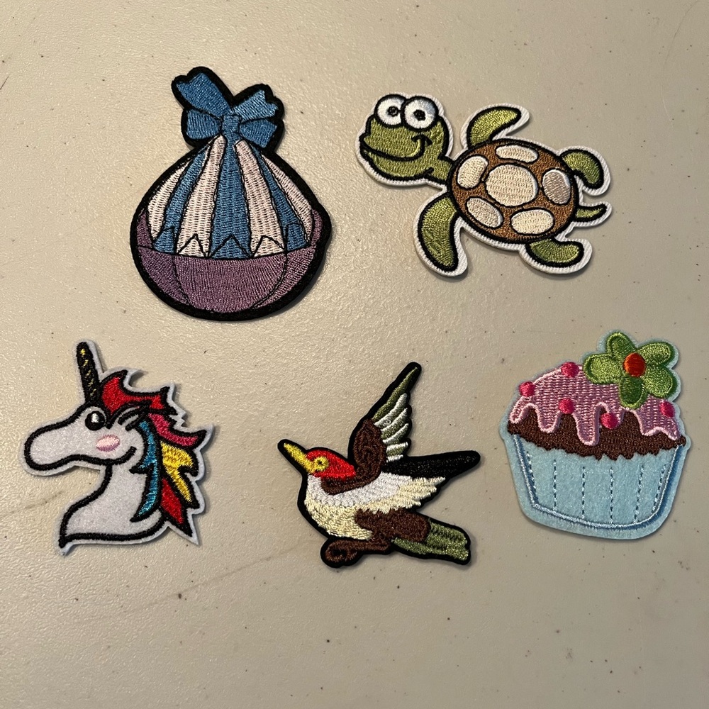Colorful Animal and Cupcake Embroidered Patches lot